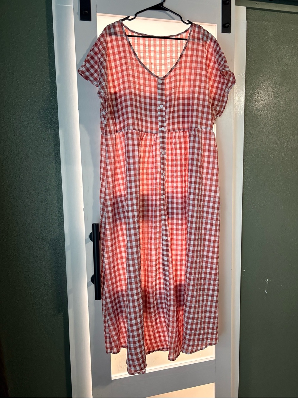 SHEIN Gingham Midi Dress with Buttons